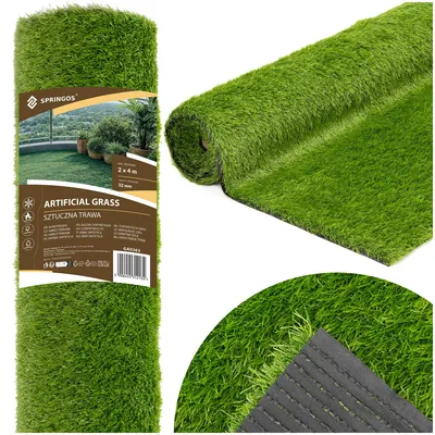 Produktbild von SPRINGOS® Künstlicher Rasen 32 mm Grün 2x4 m – Kunstrasen Rolle für Balkon Terrasse Garten