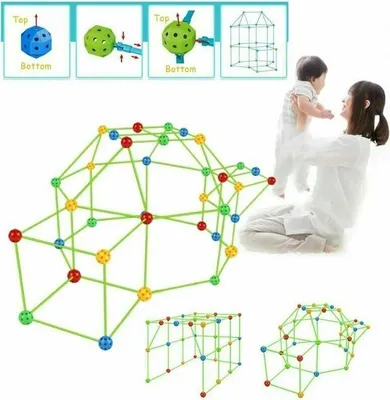 Produktbild von Kinderzelt, DIY Kinderhütte Bausatz, Indoor Outdoor (36 Ball Stick 51 mit Zelt)?Fonepro