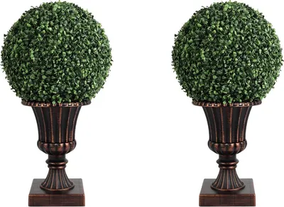 Produktbild von Künstliche Buchsbaumkugeln 2er Set 16 Zoll - LED Topiary Kunstpflanzen für Garten, Balkon & Innenbereich - UV-beständig