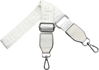 Produktbild von Schulterband Tasche - Einstellbares Band - Tasche personalisieren - Mit Silber Karabiner - 80-130 cm - Weiß