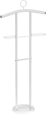 Produktbild von Herrendiener GÜNTHER, Kleiderbügel und Hosenablage, Metall Weiß - Stummer Diener mit Ablage, Modern, Kleiderbutler | Schicker Kleiderständer für Schlafzimmer, Gürtel & Hut Ablage