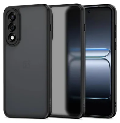 A black phone case is shown next to a smartphone.