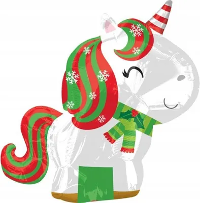 Image de Ballon en plastique licorne de Noël 43 x 53 cm