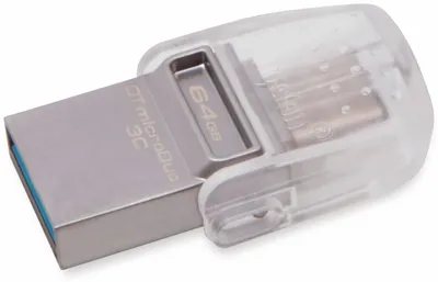 Obrázek produktu pro Kingston Technology DataTraveler microDuo 3C 64GB, 64 GB, USB Type-A / USB Type-C, 3.2 Gen 1 (3.1 Gen 1), 100 MB/s, Čepice, Černá