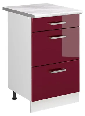 Immagine prodotto di Mobiletto base per cucina Vicco R-Line Rosso lucido/Bianco 50 cm piano di lavoro Marmo, Model 69737