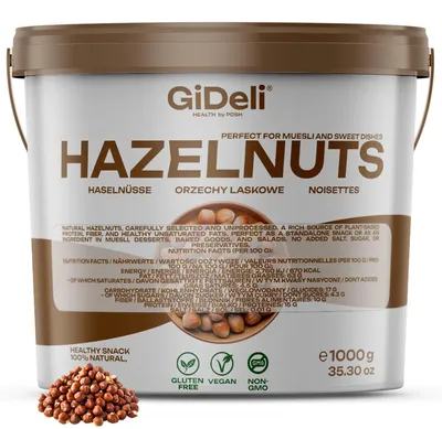 Produktbild von Haselnüsse 1kg Geschält Ungesalzen Ganze Naturbelassen Rohkost Backzutat GiDeli