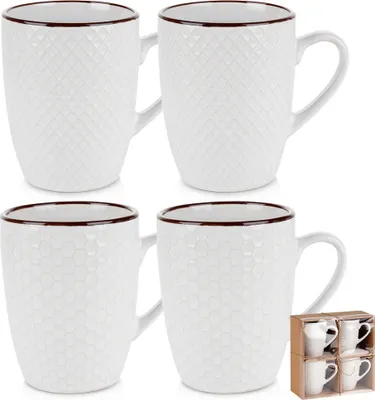 Immagine prodotto di 4 tazze bianche per bevande Set di tazze per caffè, tè e tisane Tazza regalo