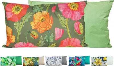 Produktbild von JACK Outdoor Lounge Kissen 30x50cm Motiv Dekokissen inkl. Füllung Wasserfest Sitzkissen Garten Stuhl, Farbe:Floral Grün