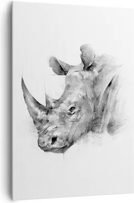 Produktbild von Bild auf Leinwand - Leinwandbild - Einteilig - Nashorn Porträt Grafik - 70x100cm - Wand Bild - Wanddeko - Wandbilder - Leinwanddruck - Wanddekoration - Leinwand bilder - Wandbild - PA70x100-4378