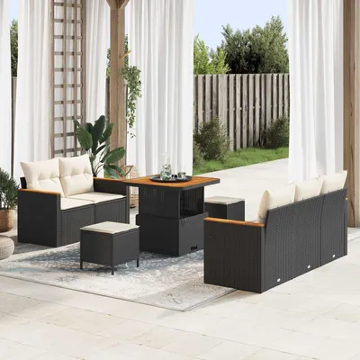 Image de Maison Exclusive - Ensemble canapé de jardin 8 pièces en polyrotin noir