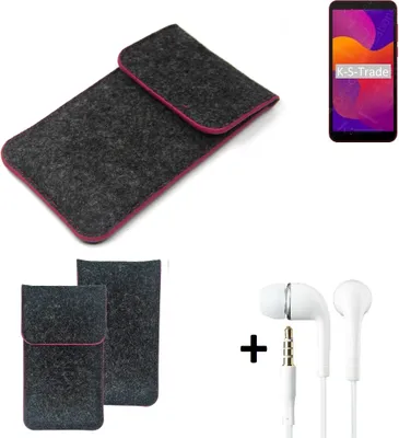 Produktbild von K-S-Trade Handy Hülle Schutz Hülle kompatibel mit Huawei Honor 9S Schutzhülle Handyhülle Filztasche Pouch Tasche Case Sleeve Filzhülle dunkelgrau