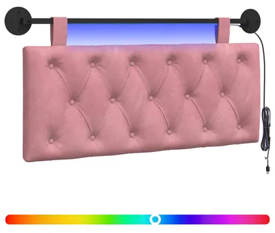 Produktbild von vidaXL Hängendes Kopfteil Mit LED Licht Rosa Samt