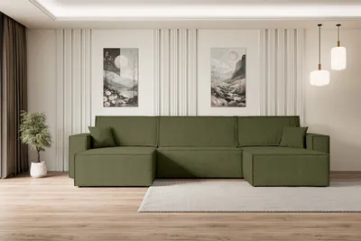 Produktbild von ALTDECOR Ecksofa mit Schlaffunktion und Bettkasten Corner Sofa Eckcouch Couch U-Form universal, links/rechts Schlafcouch Ausziehbar Wohnlandschaft Schlafsofa CELTIC-XLU - 377x143x83cm Grün