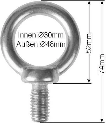 Produktbild von Edelstahl Ringbolzen V4A Augenbolzen Ringschraube Schraube Öse M6 M8 M10 M12 M16 M12