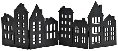 Produktbild von Schwarze Holzhäuser Weihnachtshäuser Deko Weihnachtsdeko 38 cm