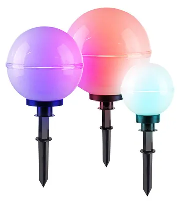 Produktbild von 3er Set RGB LED Kugelleuchten, schwarz, weiß, D 20-30-40 cm