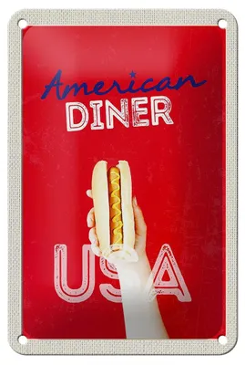 Produktbild von Blechschild Reise 12x18cm Amerika USA Hot Dog Fast Food Gericht Schild