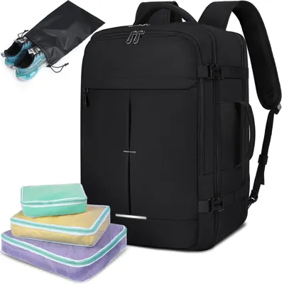 Produktbild von Reiserucksack Herren Damen Handgepäck Rucksack Wasserdichter Schwarz, 51x34x19cm