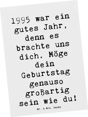 Produktbild von Mr. & Mrs. Panda Postkarte Spruch 1995 Geburtstag - Weiß - Geschenk, Ansichtskarten, Happy Birthday, Jubiläumsgschenk, Grußkarte, Zuneigung, bildkarte, Geburtsjahr, Alter