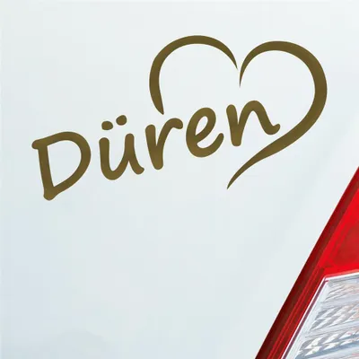 Produktbild von Auto Aufkleber Düren Herz Stadt City Liebe Love Heimat 15,5x8 cm Gold Sticker Heckscheibenaufkleber