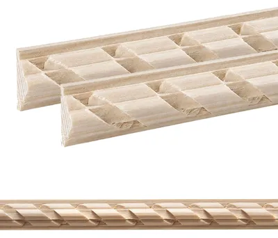 Produktbild von Holz Profilleiste in 18 x 8 x 1000 mm | 2er Set - 2 Meter | Schnitzleiste aus Kiefernholz SK-191 mit 3D Spiral-Motiv