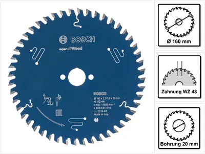 Produktbild von EXPERT Wood Kreissägeblatt, 160x2,2/1,6x20 mm, Z48