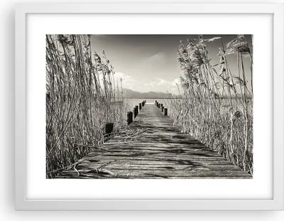 Produktbild von Gerahmtes Poster - Weißer Rahmen - Brücke Pier Sepia - 40x30 cm - Wand Bild - Wanddeko - Wandbilder - Kunstposter - Wandposter - Bilderrahmen - Bilder - Kunstdruck - Wanddekoration - P2WAA40x30-4928