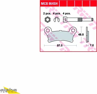 Produktbild von TRW Bremsbelagsatz MCB864SH Street Glide Trike FLHXXX