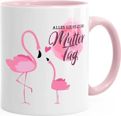Produktbild von Kaffee-Tasse Flamingos Alles Liebe zum Muttertag Muttertagsgeschenk MoonWorks® rosa unisize