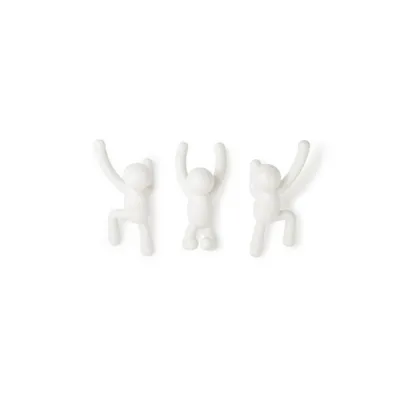 Produktbild von Umbra Hooks Buddy Wandhaken, Aufhänger, Kleiderhaken, Kleideraufhänger, Garderobenhaken, 3 Haken, Kunststoff, Weiß, 318165660