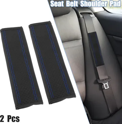 Image de 2pcs Universel Voiture Ceinture Sécurité Tampon Microfibre Cuir Noir Bleu