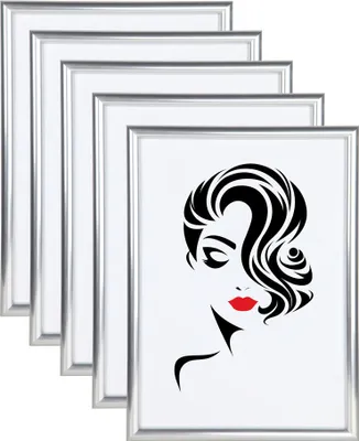 Produktbild von 3er 5er Set Classic Leichter Kunststoff Bilder Foto Rahmen Poster Schutz BD - Farbe: 5er Pack Silber | Format: 30x42 DIN A3