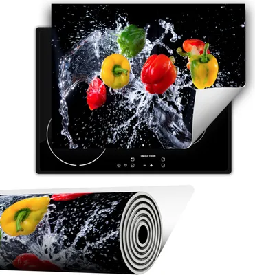 Immagine prodotto di Copripiastra copri piano cottura in Vetroceramica 80x52 cm Tappetino antiscivolo Roll-up, nero paprika