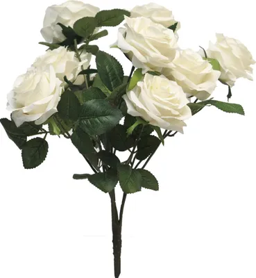 Produktbild von artplants.de Dekoblume Rosenbusch Kailin auf Steckstab, Creme, 40 cm - Textil Rosen