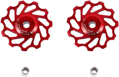 Productafbeelding van Fiets Pulleys - Onderdelen - Fiets Onderhoud - Aluminium CNC - 2 stuks 11T - Rood