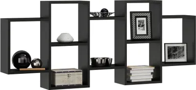 Immagine prodotto di Per La Vita Mensola a muro Polo Bis 
Nero- Mensole galleggianti per la parete Mensole da parete moderne Soggiorno Mensola decorativa per camera da letto Deco