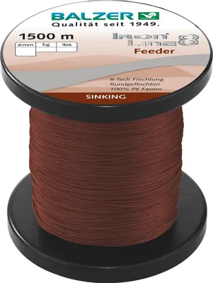 Produktbild von Balzer Iron Line 8 Feeder dunkelrot - 1500m geflochtene Angelschnur, Durchmesser/Tragkraft:0.08mm / 7.2kg
