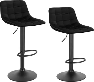 Produktbild von WOLTU 2er-Set Barhocker Küchenstuhl Barstuhl mit Rückenlehne und Einstellgriff, höhenverstellbar & 360° drehbar, Schwarz