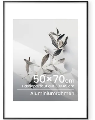 Bilderrahmen 50x70 cm, Aluminium, Schwarz, mit Glas, für Poster & Fotos