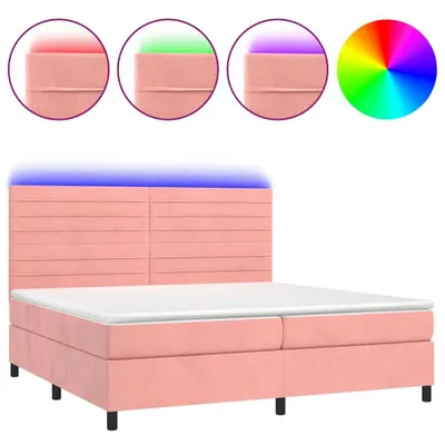 Produktbild von vidaXL Boxspringbett mit Matratze & LED Rosa 200x200 cm Samt
