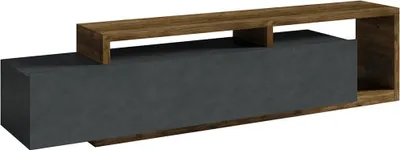Productafbeelding van Meubel TV ontwerp 220cm collectie BERGAME. Kleur grijs en donker eiken.
