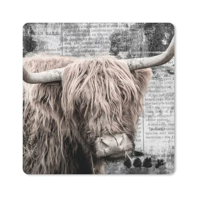 Produktbild von MuchoWow® Mauspad Mousepad Schottischer Highlander - Zeitung - Retro 30x30 cm - Mousepads - Maus Mat - Pad - Mausunterlage - Gaming