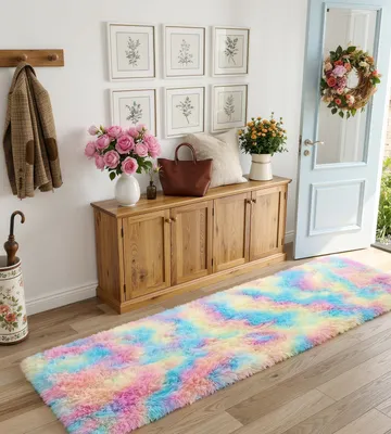 Immagine prodotto di Tappeto per cameretta, dimensioni 80 x 150 cm, con motivo arcobaleno