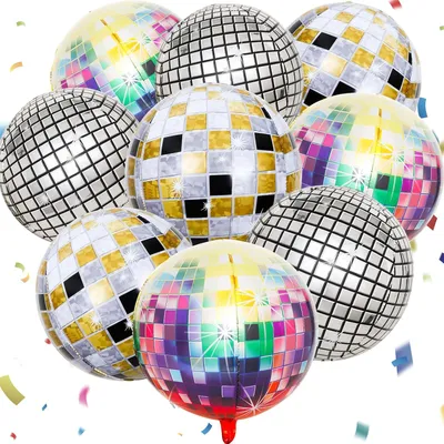 Imagen del producto de Globos de discoteca de 55,9 cm - Set de 9 unidades - Decoración retro para fiestas de discoteca