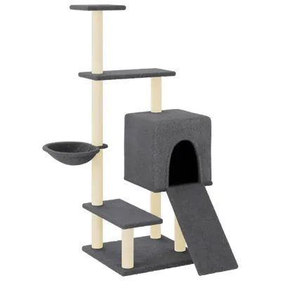 Obrázok produktu pre Škrabadlo pre mačky so sisalovými stĺpikmi tmavosivé 130,5 cm