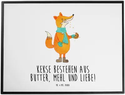 Produktbild von Mr. & Mrs. Panda schreibtischunterlage Fuchs Keks - Weiß - Geschenk, Kekse, Weihnachtlich, bastelunterlagen, tischpad, schreibtischunterlagen, malunterlagen, Weihnachten
