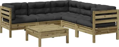 Zdjęcie produktu dla vidaXL 6-częściowa sofa ogrodowa z poduszkami z impregnowanego drewna sosnowego