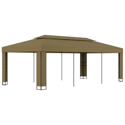 Image de Pavillon avec double toit 3x6 m taupe 180 g/m