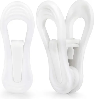 Produktbild von Kleiderbügelclips aus Kunststoff, 24er-Packung – Stabile Klemmclips für Kleiderbügel aus Kunststoff, Mehrzweck-Kleiderbügelclips, Weiß, F160632