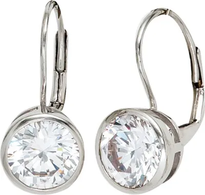 Produktbild von JOBO Boutons 925 Sterling Silber rhodiniert 2 Zirkonia Ohrringe Ohrhänger